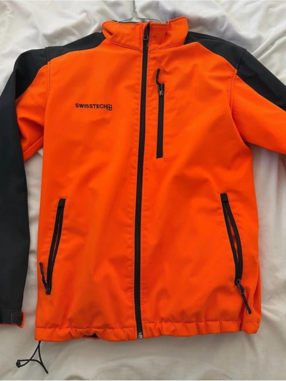 Swiss Tech High-Visibility Orange and Black Windbreaker Jacket